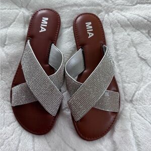 MIA Women's Silver Slide Sandals size 7.5